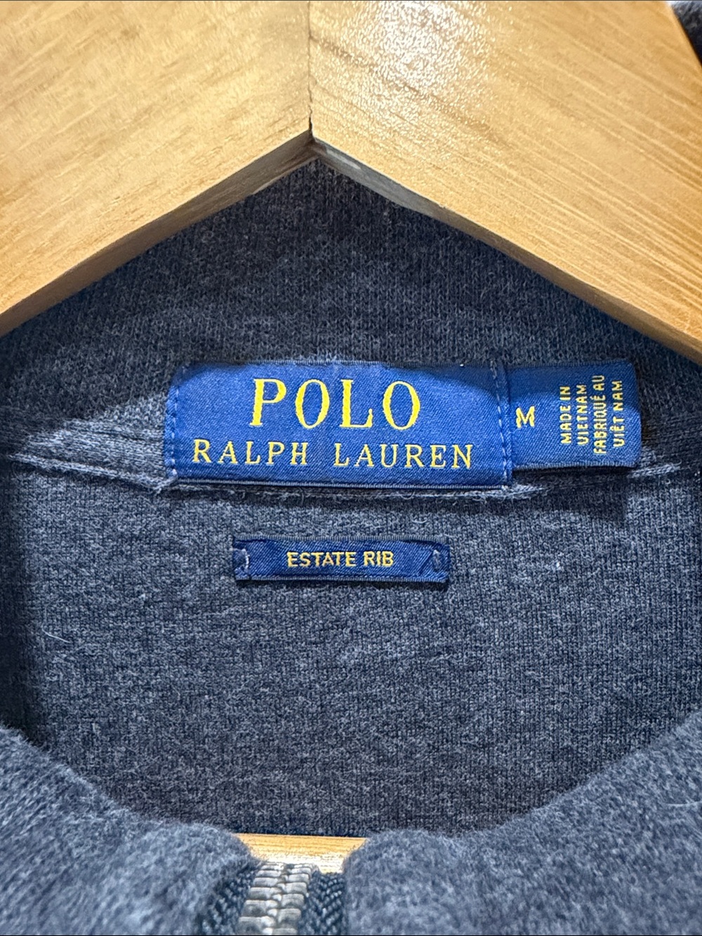 Polo by Ralph Lauren - Dark Charcoal Half-Zip Sweater with Emblem - Estate Rib - Picture 2 of 6